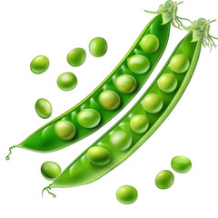 Green peas isolated on transparent png