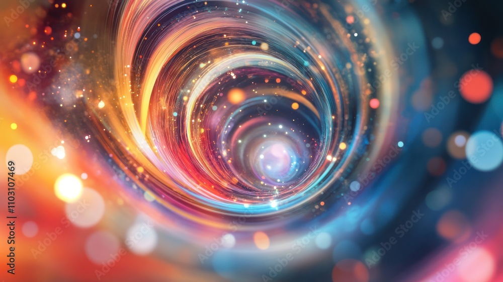 Poster subatomic particles in motion inside a quantum field