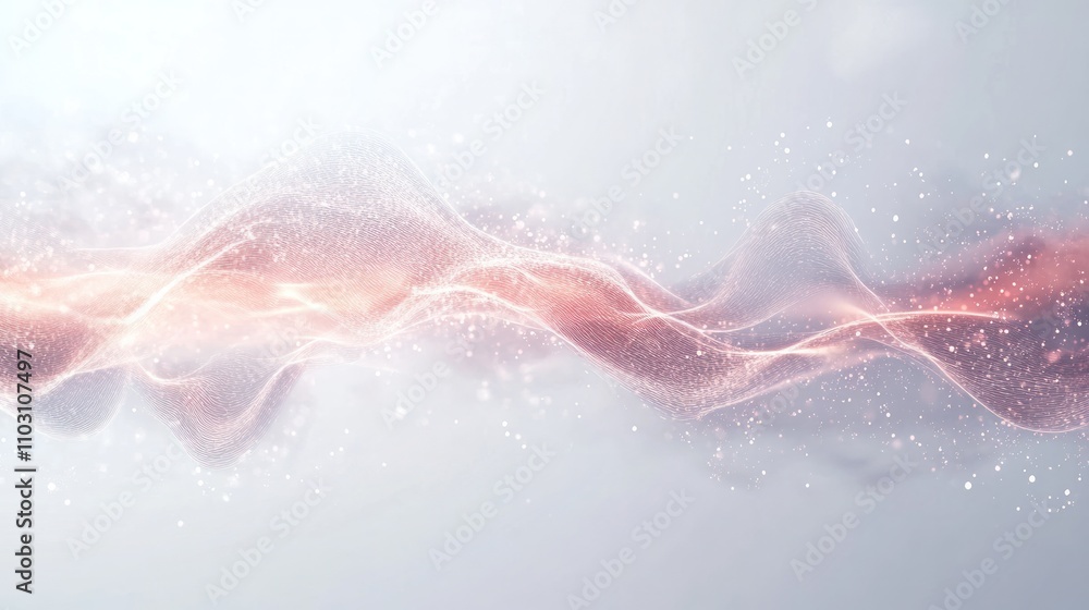 Fototapete Glowing particles floating and swirling in space, representing quantum entanglement, with abstract energy