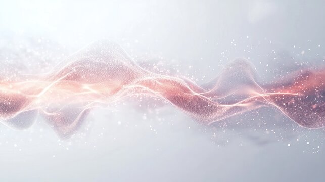 Glowing particles floating and swirling in space, representing quantum entanglement, with abstract energy