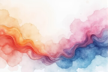 Obraz premium A soft, watercolor background with a gradient of colors from blue to orange, creating a dreamy and artistic effect.