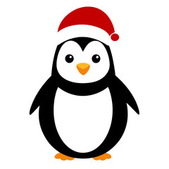 Penguin wearing a Santa Claus hat