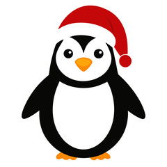 Penguin wearing a Santa Claus hat