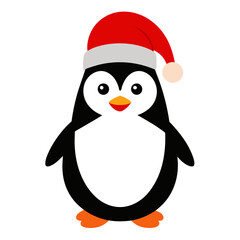 Penguin wearing a Santa Claus hat