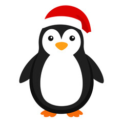 Penguin wearing a Santa Claus hat