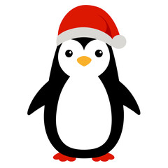 Penguin wearing a Santa Claus hat