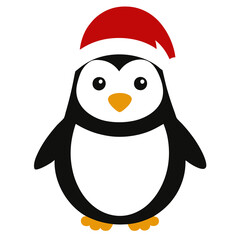 Penguin wearing a Santa Claus hat