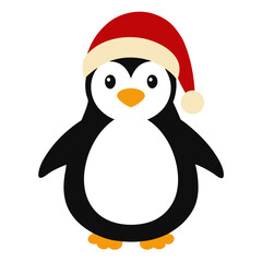 Penguin wearing a Santa Claus hat