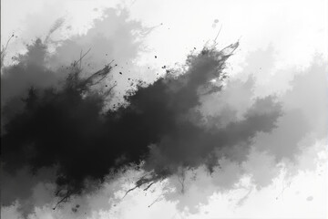 Obraz premium A minimalist abstract painting with a flowing gray brushstroke