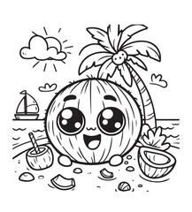 Smile coconut coloring design education 
