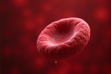 A microscopic view of red blood cells floating in a vibrant red fluid.