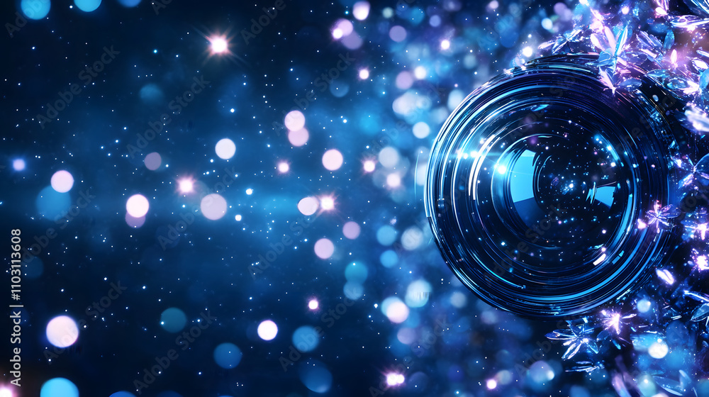 Aufkleber A mesmerizing blend of blue hues and sparkling light, creating an ethereal atmosphere reminiscent of a digital universe