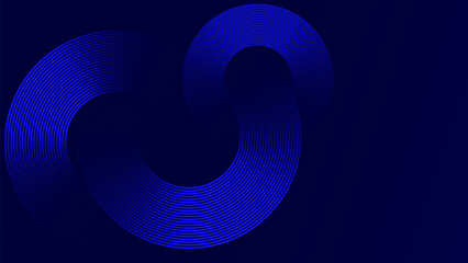 Abstract Blue Concentric Circles on Dark Background &ndash; Minimalist Geometric Art for Modern Tech, Web Design, and Digital Projects