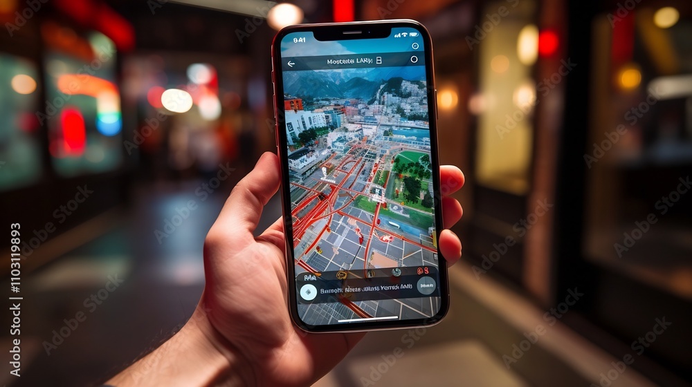 Poster cutting edge ai powered augmented reality smartphone navigation app offering seamless intelligent gu