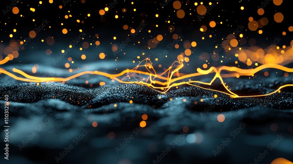 Poster a network of interconnected nodes and glowing lines forming a complex and dynamic structure, symboli