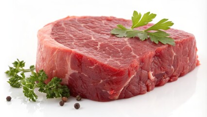 raw beef steak with rosemary