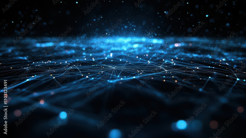 Poster abstract digital network that represents data connections and technological advancements in vibrant 