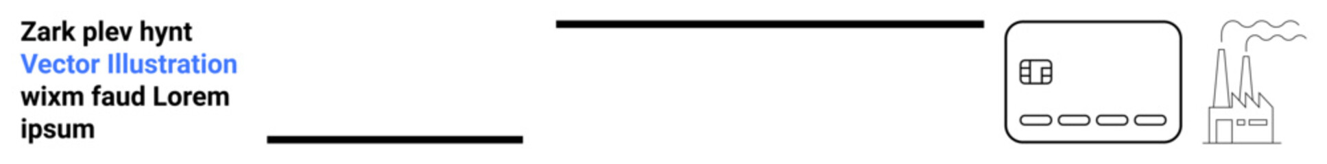 Text on left, industrial icons in center and right including control panel and factory emitting smoke. Ideal for industrial automation, energy production, manufacturing, plant operations, system