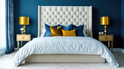 A sophisticated Hollywood Regency bedroom