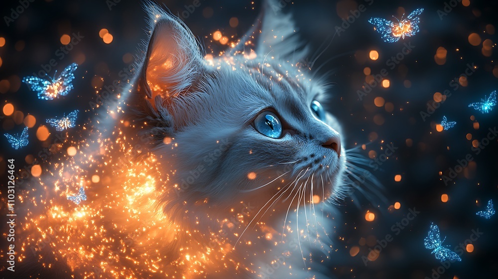 Poster cat with sparckels