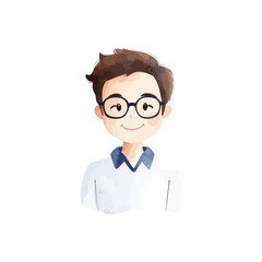 Smiling boy watercolor portrait 