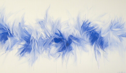 Obraz premium Bold abstract blue watercolor brush strokes create dynamic and expressive composition, evoking sense of movement and tranquility. interplay of light and dark shades enhances visual depth