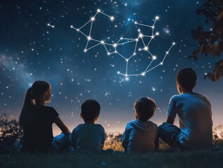 Stargazing using astronomy apps with constellations visible