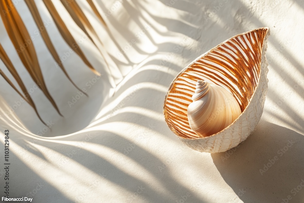 Poster celebrating fibonacci day with a golden spiral design a visual tribute suitable for easter and valen