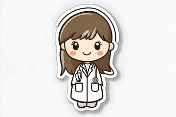 Cute Doctor Vector Sticker Illustration for Kids