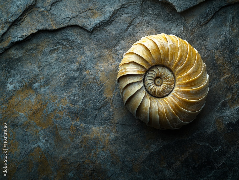 Poster Celebrating Fibonacci Day Exploring Natural Symmetry and Golden Ratio in Elegant Spiral Shell