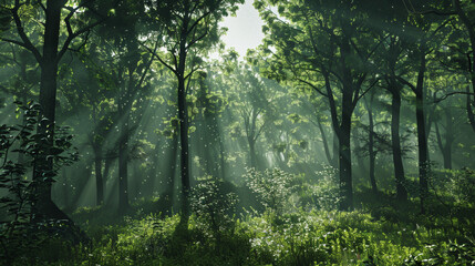 Obraz premium Hidden Path in a Lush Green Forest