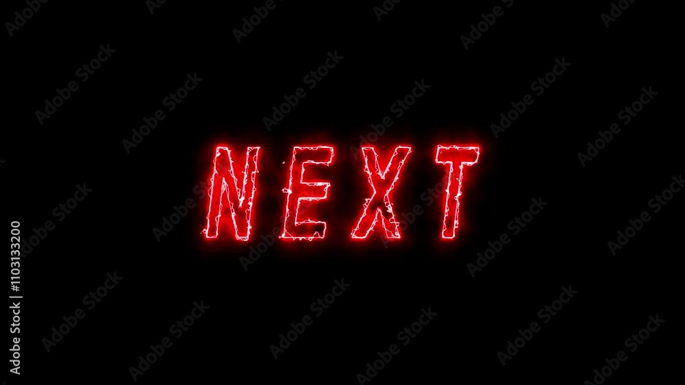 Poster glowing neon next text animation with black background glowing neon next game music animation backgr