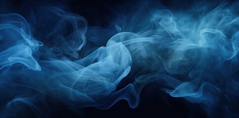 Fototapeta premium Dynamic Blue Smoke Swirls Abstract Art Digital Background Dark Setting Artistic Concept