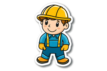 Cute Factory Worker Vector Illustration for Stickers