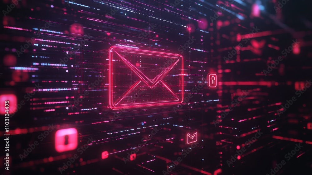 Poster email communication concept with abstract digital background