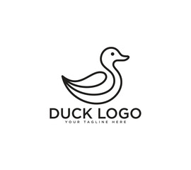 Duck goose line art logo design, Vector illustration
