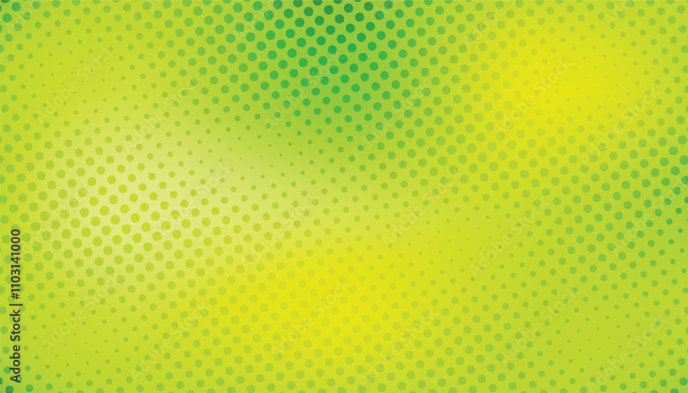 Poster Comic yellow and green background with halftone gradient in pop art retro style. halftone dotted background. dots pop art comics background
