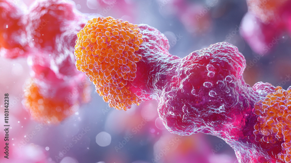 Poster vibrant depiction of chromosomes highlighted within cell structure, showcasing intricate details and