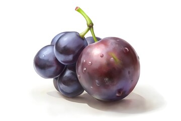 plums isolated on white background
