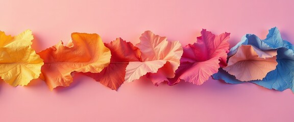 Obraz premium A colorful piece of fabric is folded into a rainbow shape. The colors are bright and vibrant, creating a cheerful and lively mood. Concept of creativity and playfulness