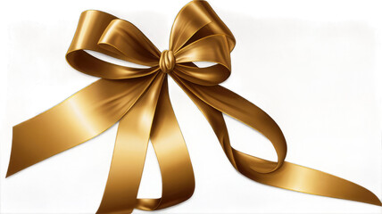 Elegant gold ribbon bow on transparent background