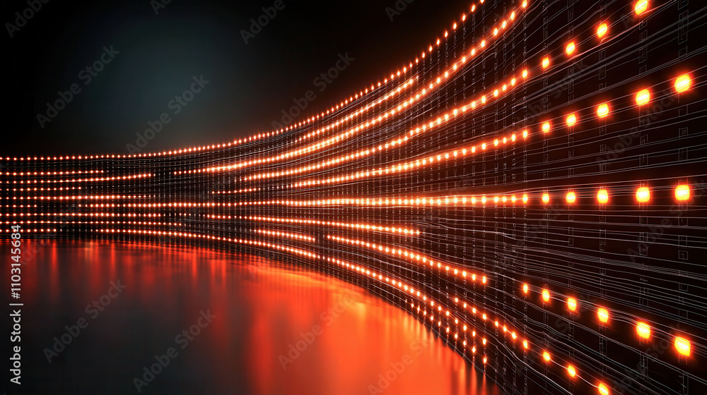 Poster digital firewall visualized as glowing hologram with vibrant orange lights. futuristic design create