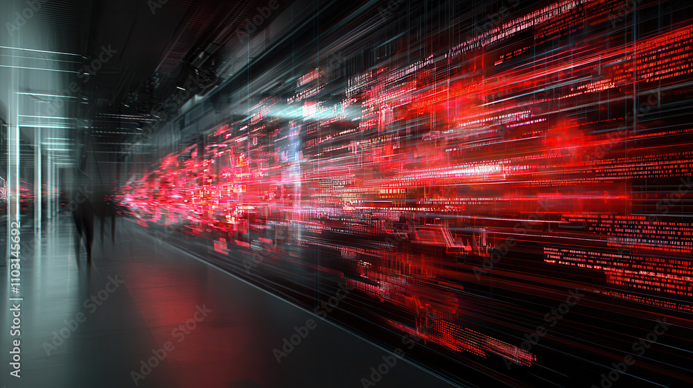 Aufkleber digital firewall visualized as glowing hologram with red data streams. scene conveys sense of advanc