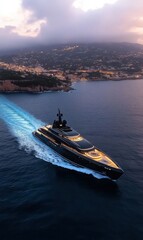 Luxury Yacht at Dusk, Stunning Ocean View
