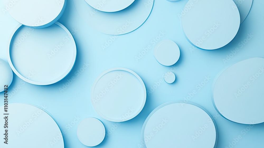 Aufkleber abstract blue background with circular shapes in various sizes