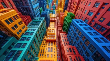 Obraz premium Vibrant urban landscape of colorful buildings.