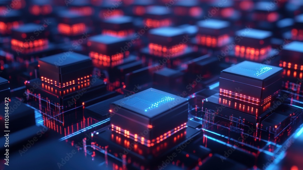 Aufkleber futuristic computer chips with illuminated circuits and technology