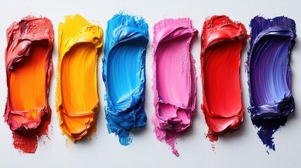 Colorful paint strokes on a white background.