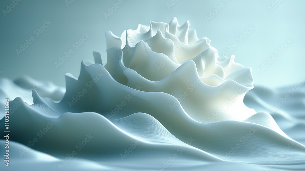 Poster abstract white liquid waves 3d render flowing cream soft texture background