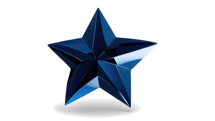 Obraz premium Deep blue, five-pointed star with a glossy finish and subtle shadow transparent background